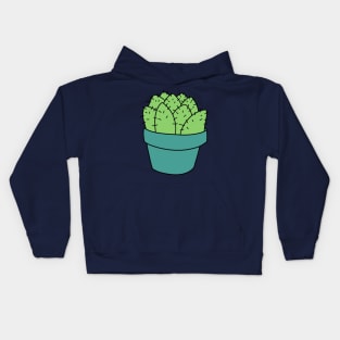 Green-Blue Potted Succulent Kids Hoodie